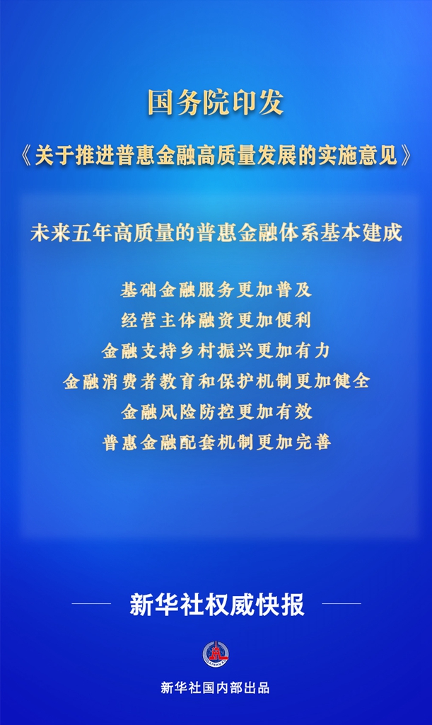 新聞分析：我國明確普惠金融高質(zhì)量發(fā)展目標(biāo) 推動(dòng)重點(diǎn)領(lǐng)域信貸服務(wù)提質(zhì)增效